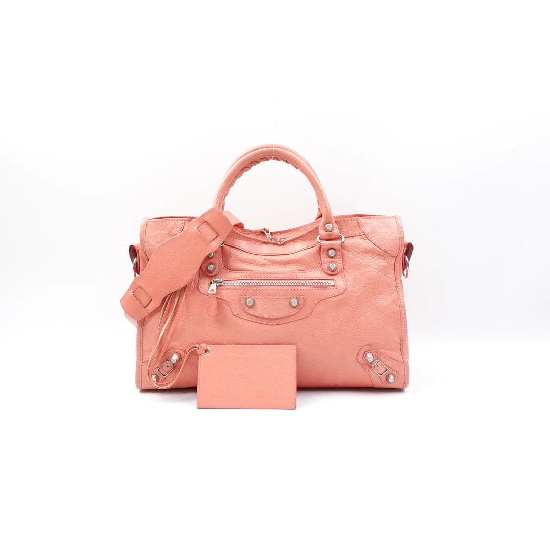 99新 Balenciaga/巴黎世家 粉色手提单肩包/CJCGY0015