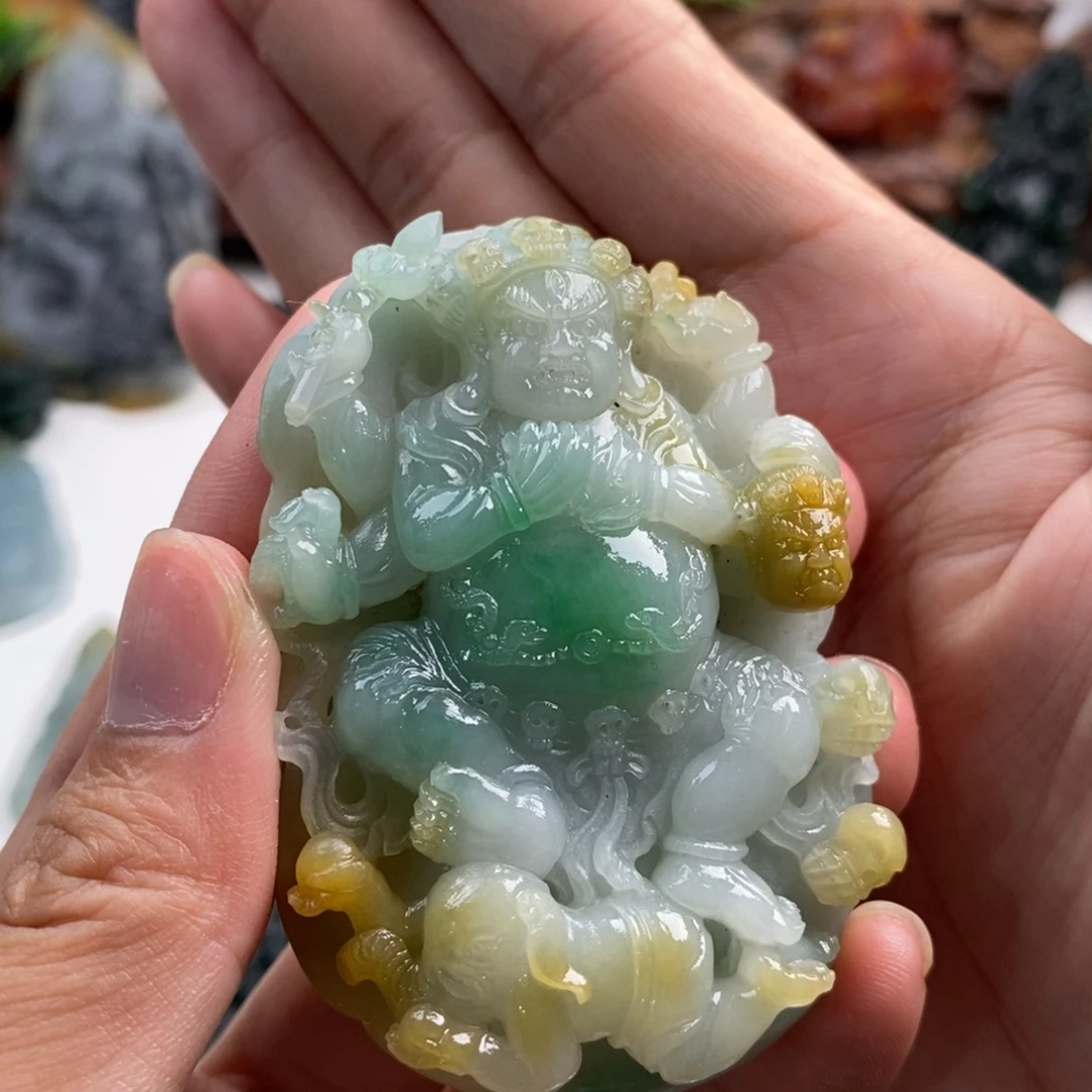 定制翡翠未镶嵌天然翡翠吊坠挂件大黑天