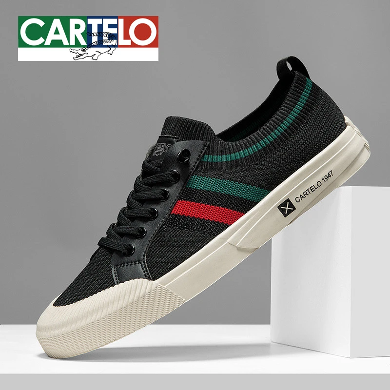 卡帝乐鳄鱼男鞋透气飞织布鞋夏季软底休闲一脚蹬懒人男款黑色耐脏