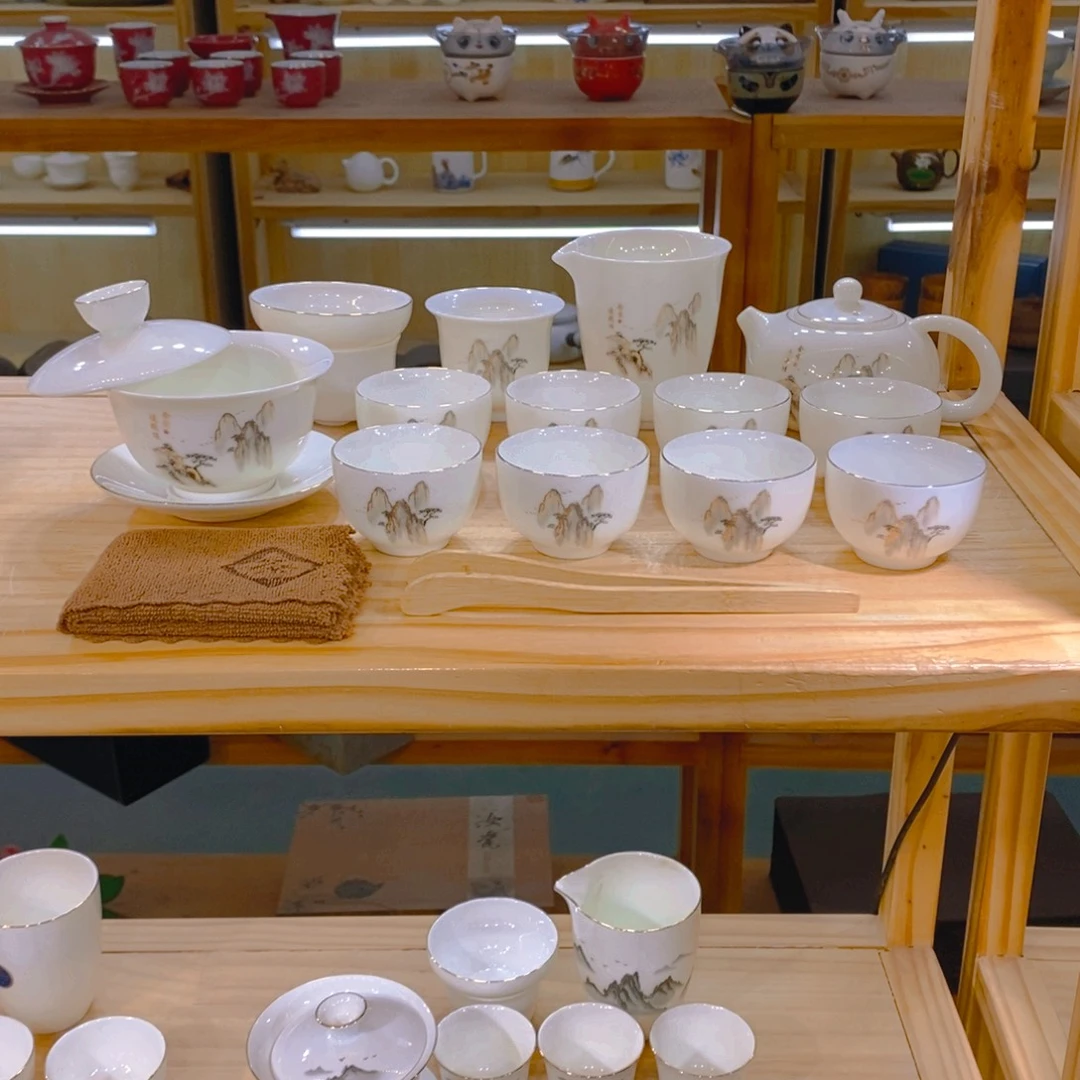 【不止】羊脂玉瓷茶具套装