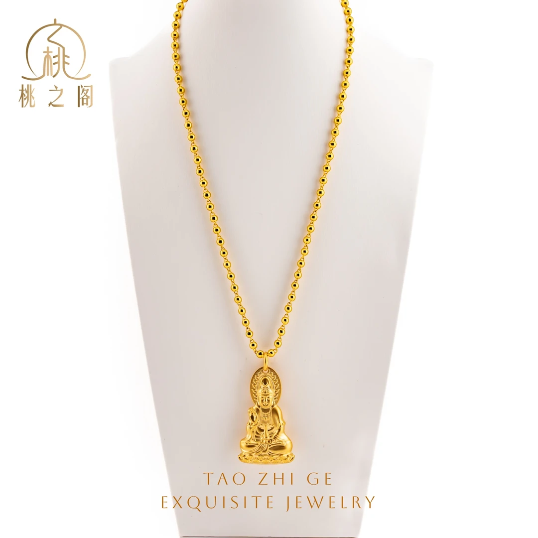 铜合金吊坠 卡四哑光珠珠链配观音吊坠AG1190