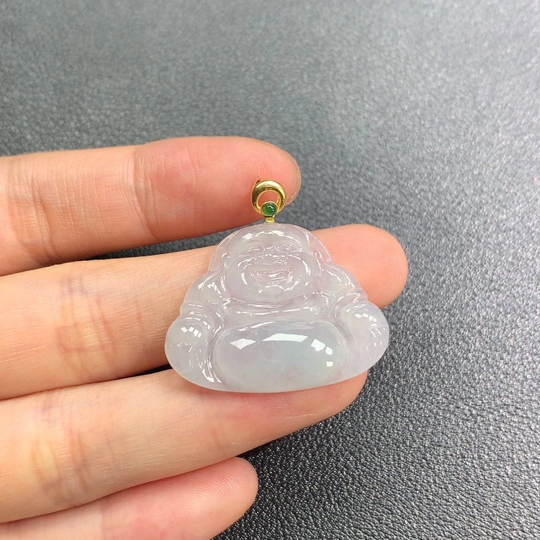 翡翠18K金镶嵌颈饰佛公