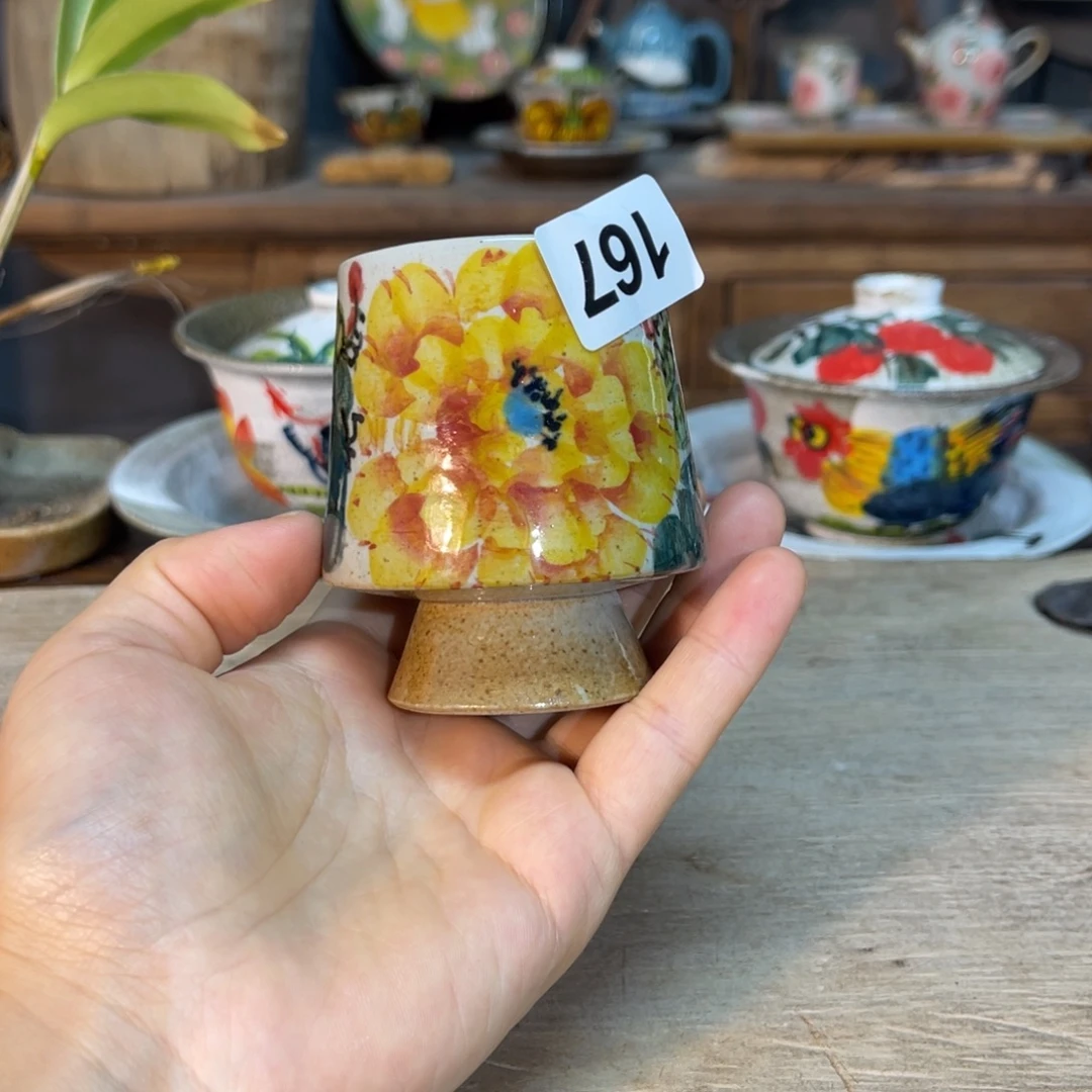 霞***晖壶素浅陶瓷手工手绘