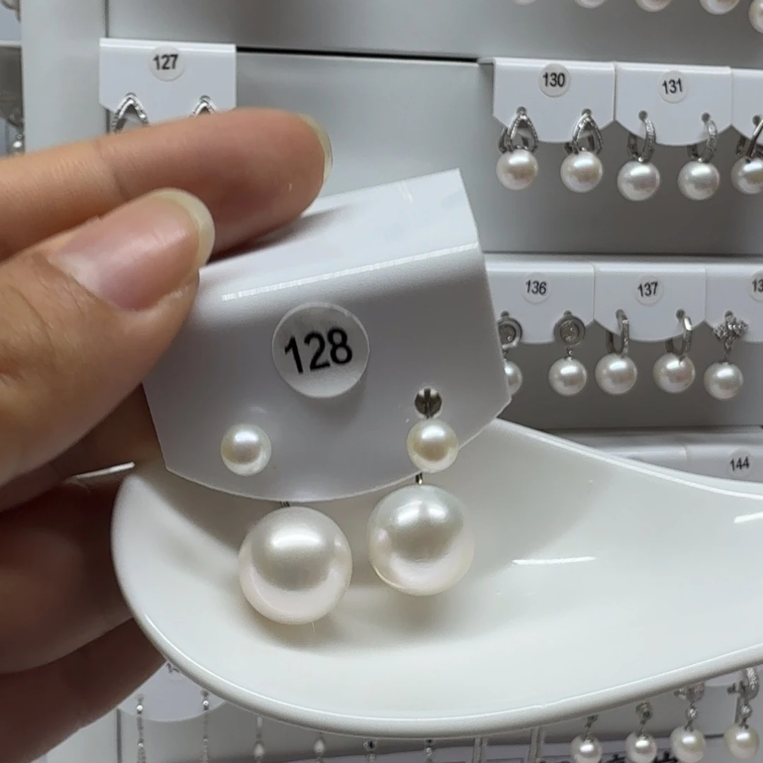 一***丢耳饰淡水珍珠银S925镶嵌珍珠