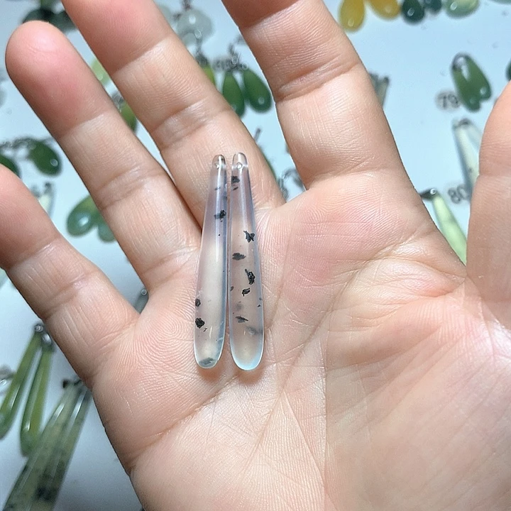 蛇纹石玉银S925镶嵌耳环兰**质