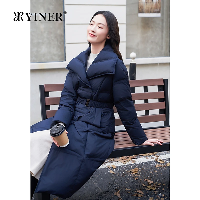 【蓬松高克重】YINER音儿2024冬季新款厚实保暖长款大翻领羽绒服