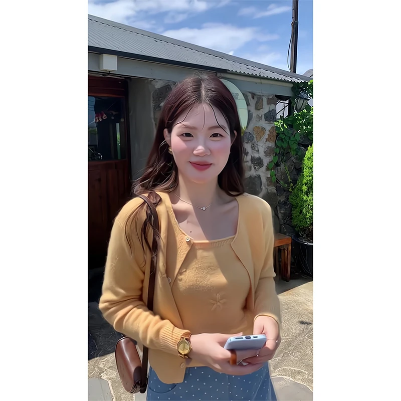 小个子早秋氛围感穿搭时尚套装女无袖针织吊带背心开衫上衣两件套