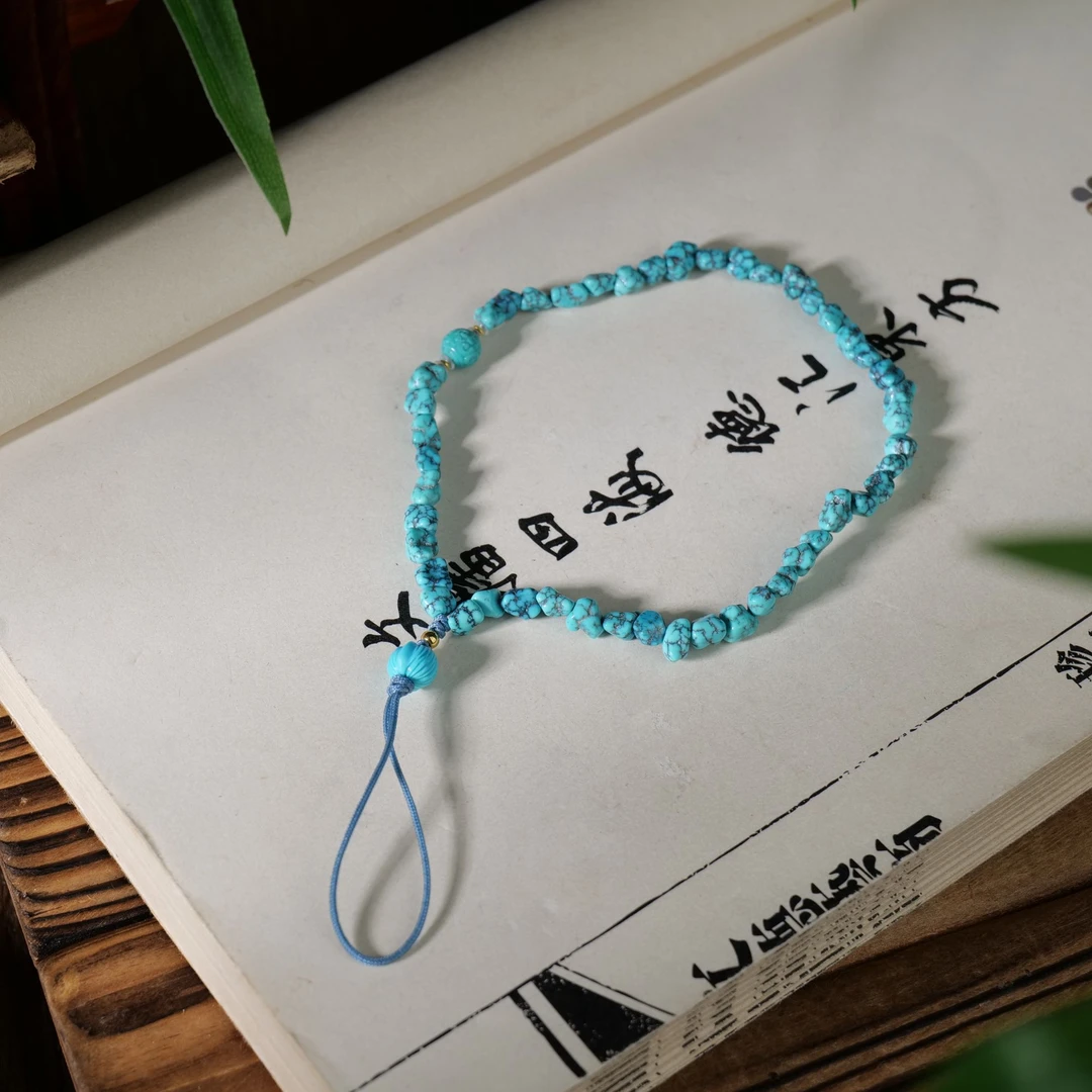 【世间臻宝】18K绿松石DIY手机链挂饰/Q1624/多样性发一件/4mm/50