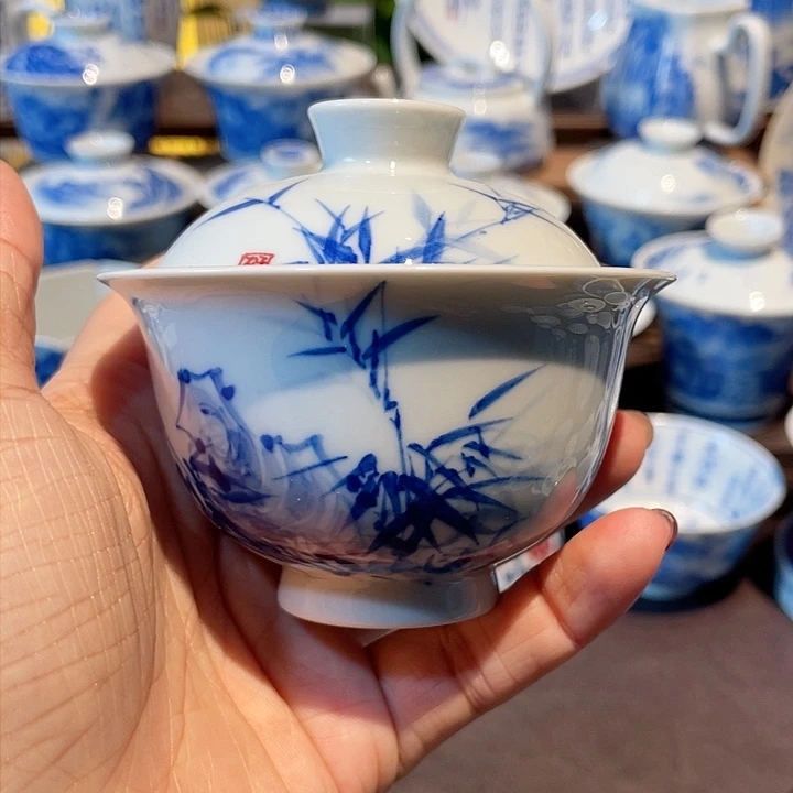 竹子定风波盖碗盖碗