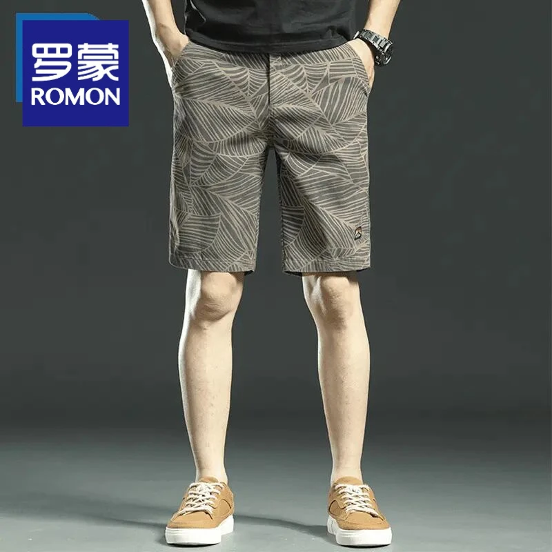 罗蒙夏季新款高端轻奢休闲短裤男士时尚百搭潮流宽松五分中