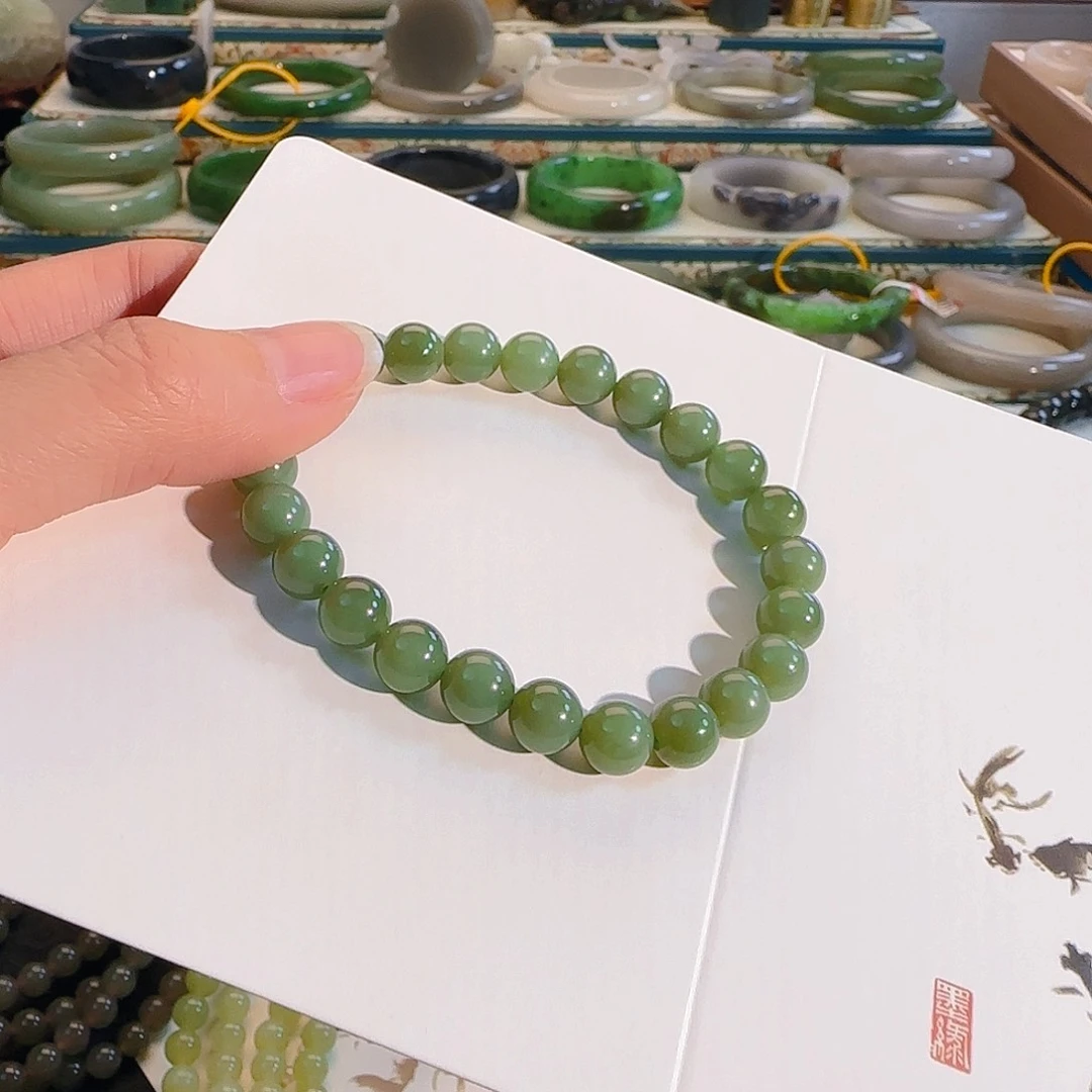 未镶嵌手链和田玉碧玉粉青手链