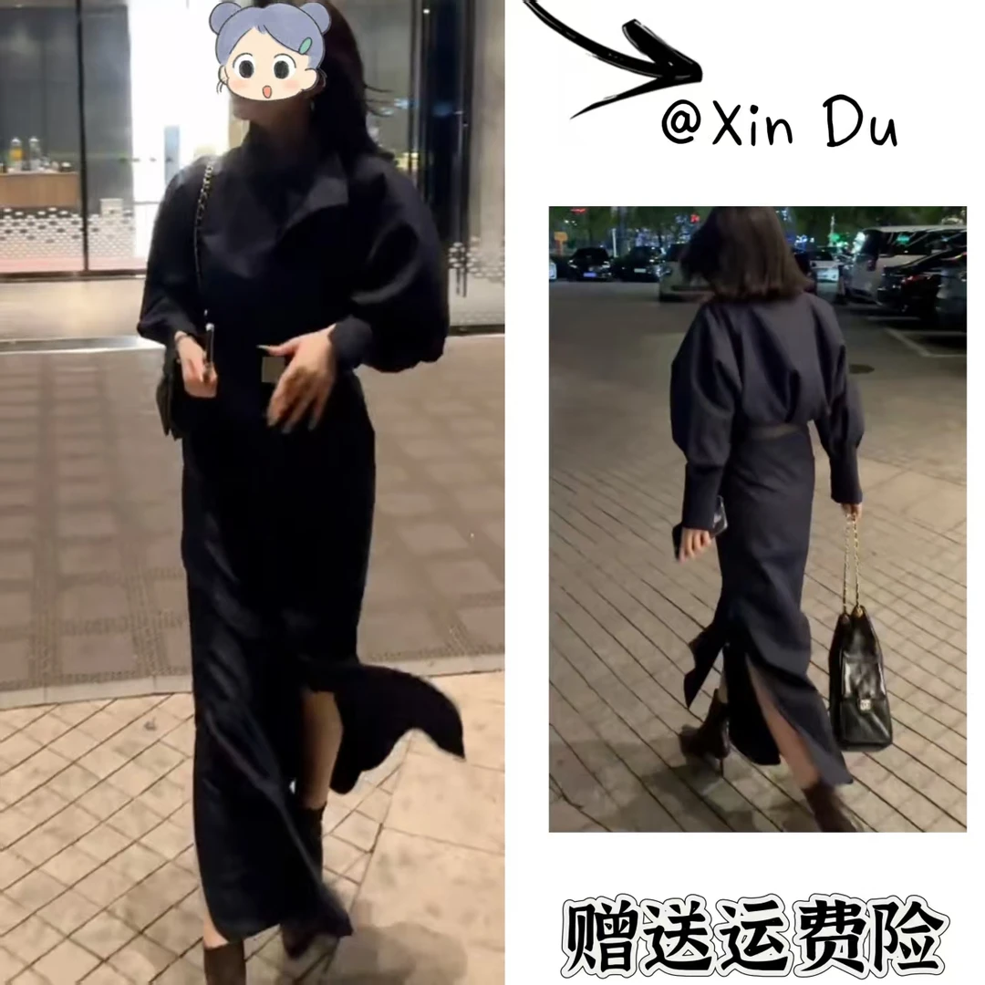 2025秋季新款时尚显瘦气质女士网红洋气连衣裙百搭款D22661