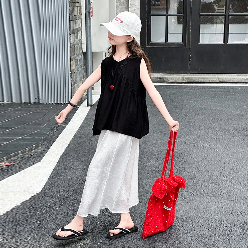 简约潮牌店铺儿童服装2025年款衣服女童装夏装套装6-12岁高级感15