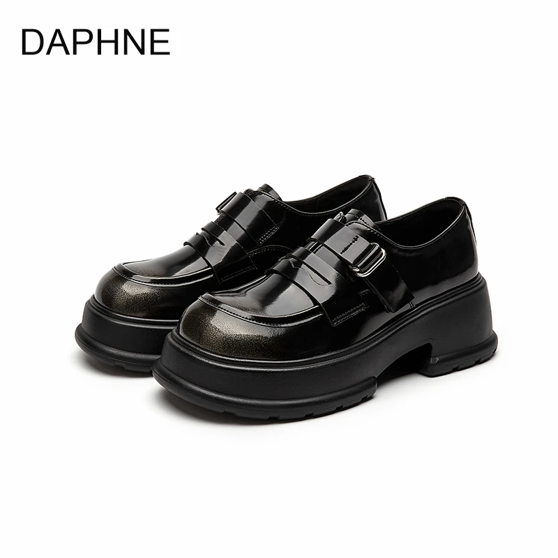 达芙妮增高乐福鞋女2025春季新款时尚百搭真皮一脚蹬耐磨防滑女鞋