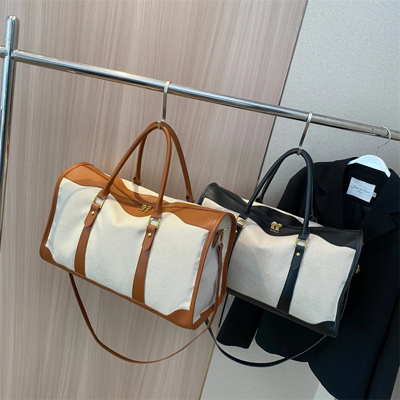 商务通勤风文艺风时尚街头潮流纯色肩包轻便旅行包