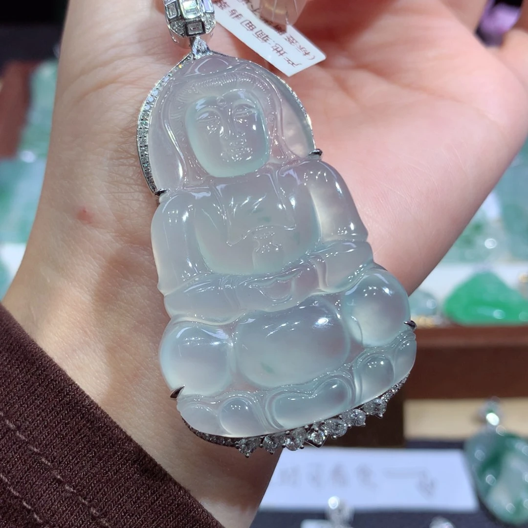 吊坠(不含链)18K金镶嵌翡翠