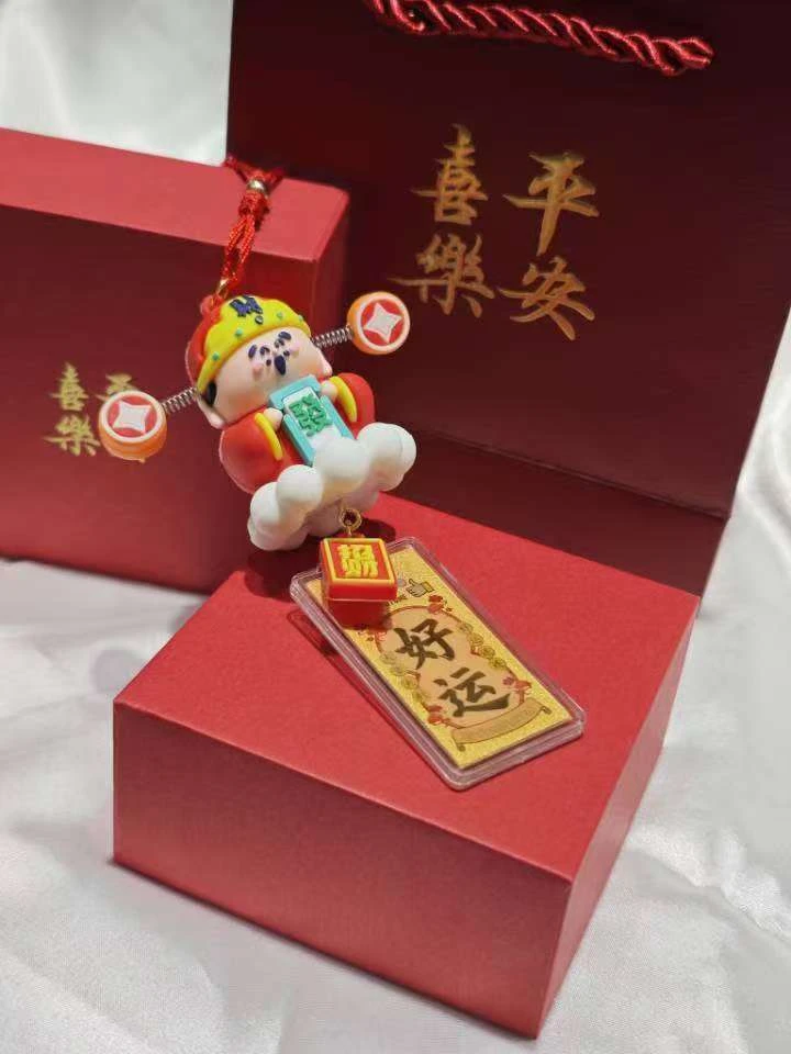 含金工艺品【深圳水贝J】车挂带礼盒