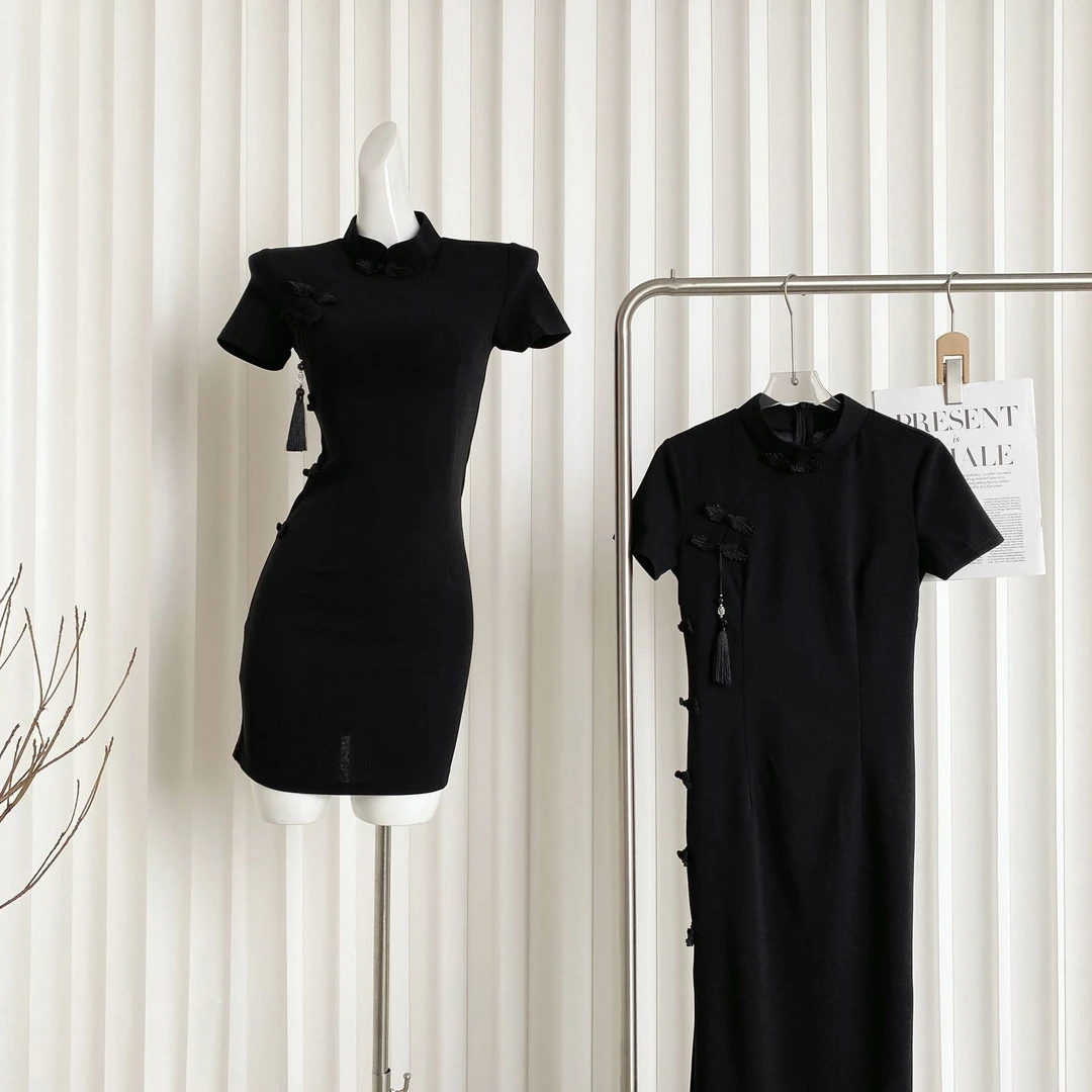 M015春夏季2025新款气质收腰显瘦高级感改良新中式旗袍包臀连衣裙