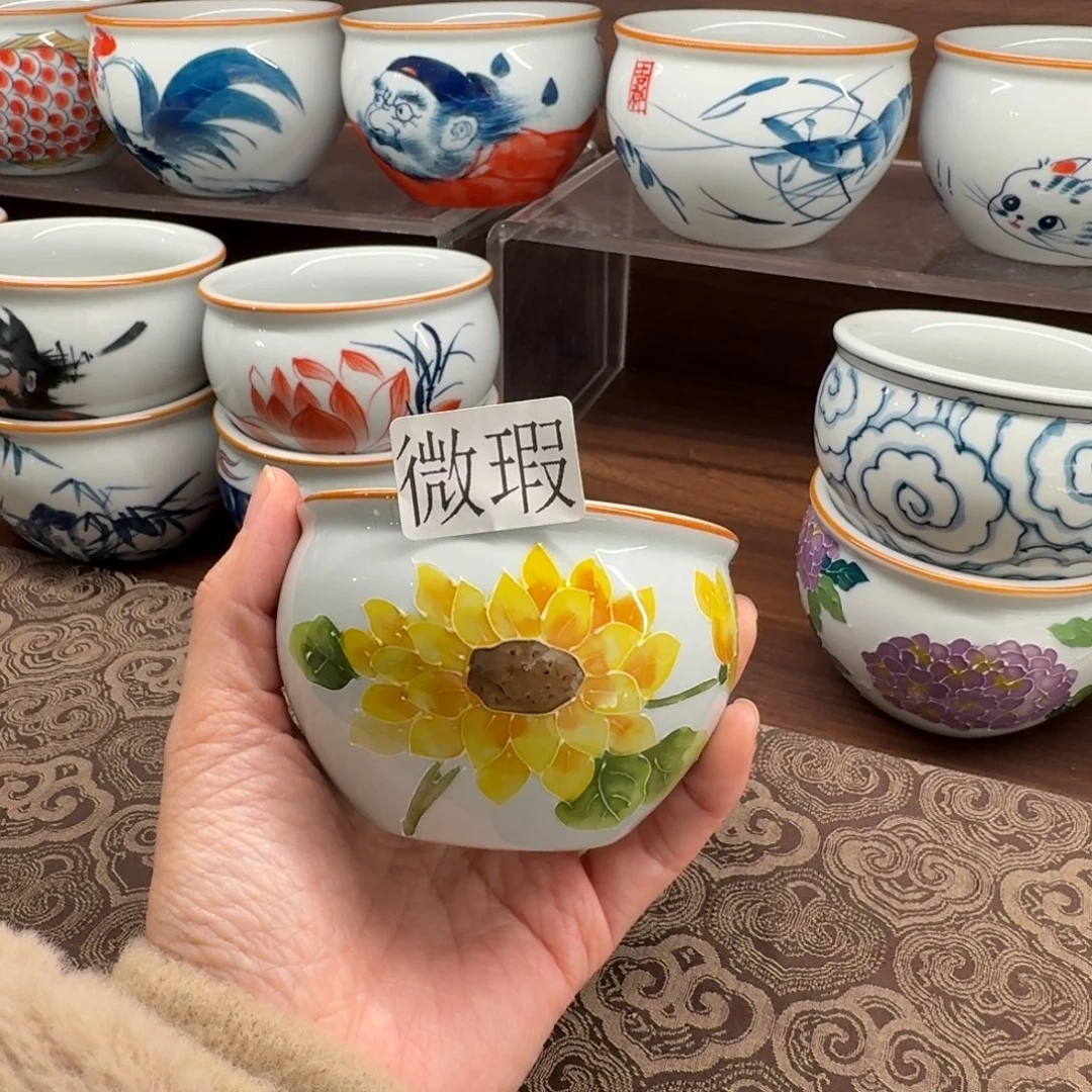 釉下手绘茶具微瑕