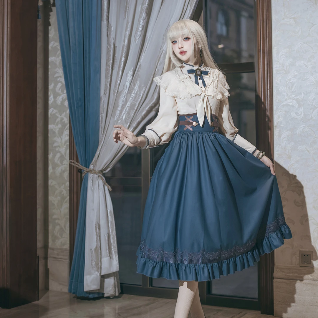 锦慕lolita伦敦来信 洛丽塔女Lolita披肩上衣半裙日常甜美套装