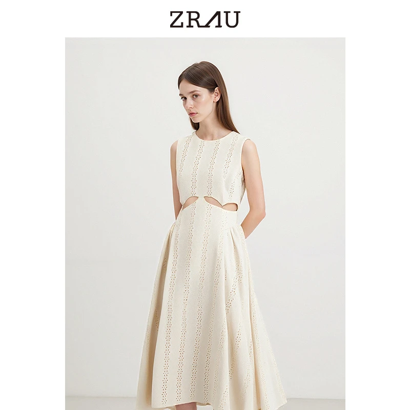 【媛媛女王专享】ZRAU夏季气质无袖连衣裙腰部镂空设计Z1242L0040