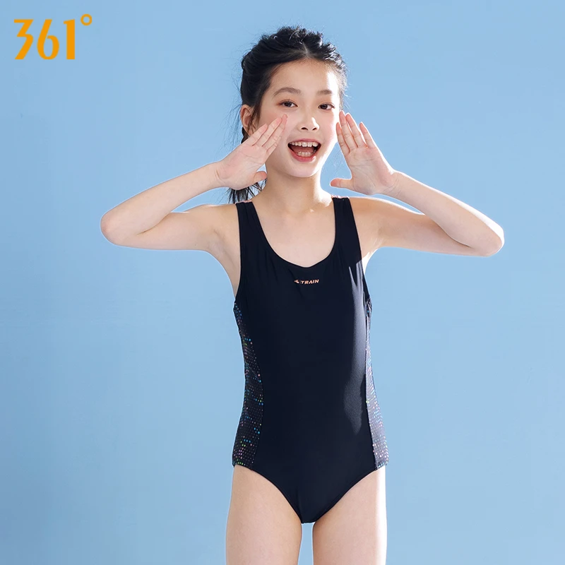 361°儿童泳衣女童连体平角竞速2025新款中大童游泳馆专业训练泳装