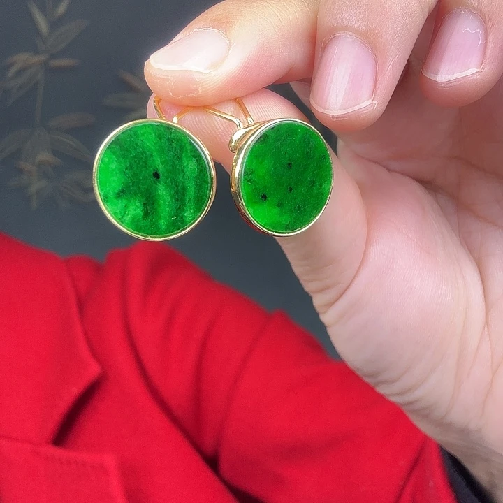 是****翡翠银S925镶嵌耳饰特价