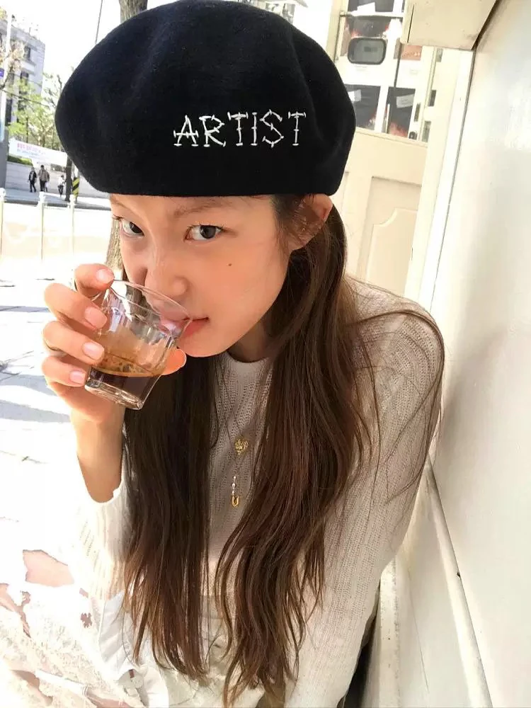 【森林推荐】亚麻贝雷帽ins大头围百搭时尚夏字母手工刺绣画家帽女