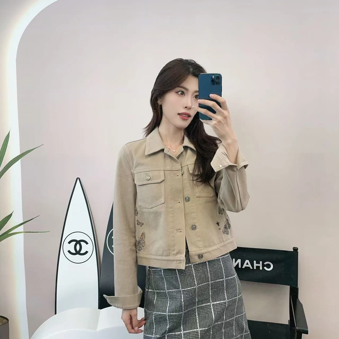 95新 DIOR/迪奥 麦殿/24早春牛仔夹克卡其色36码/250217RXLHR01