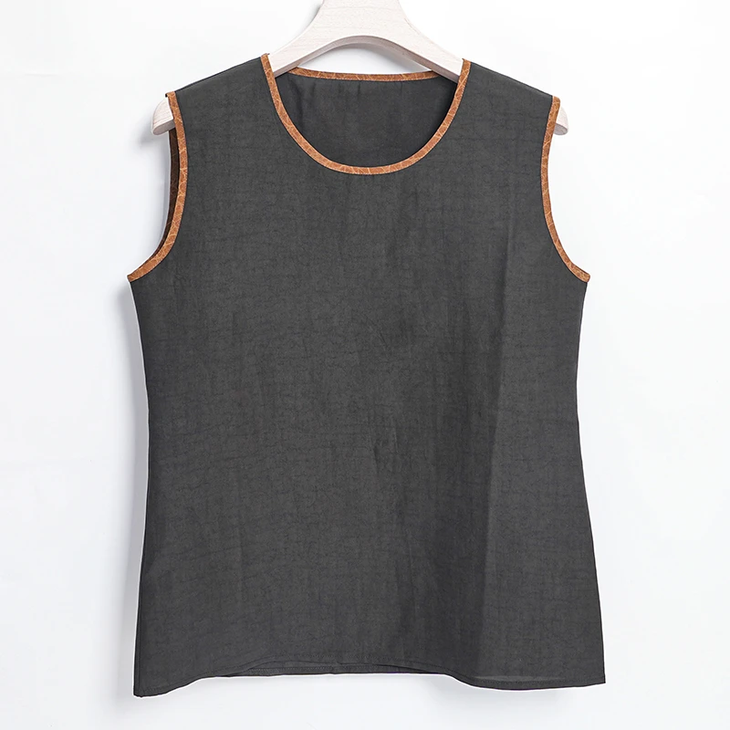 香云纱背心女士黑龟纹桑蚕丝女背心上衣显瘦通勤夏季百搭