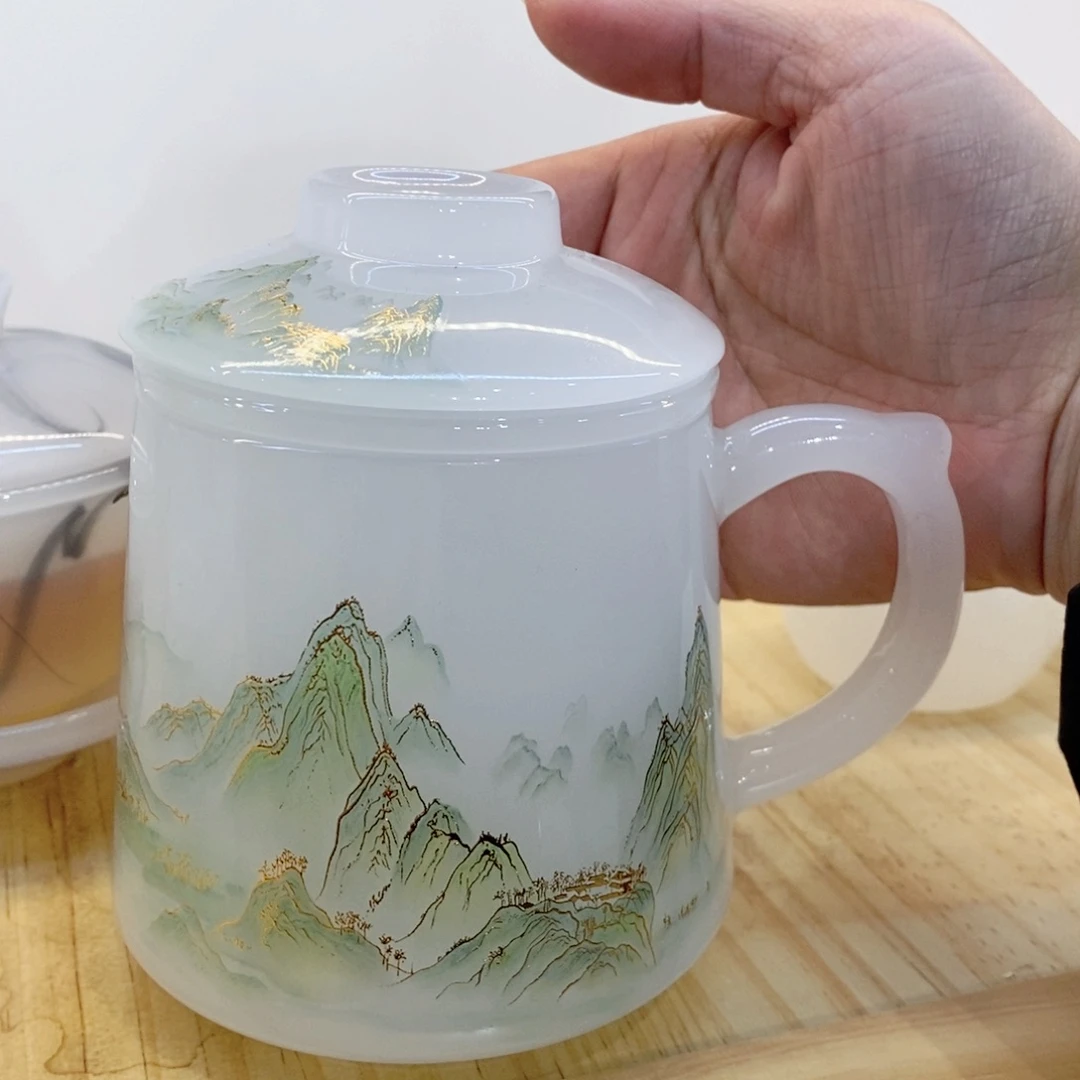 千里江山琉璃办公杯