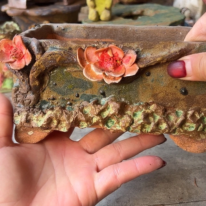 福利手工粗陶高温花器