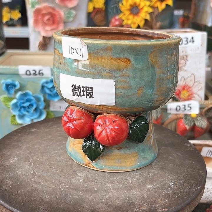 紫砂花盆粗陶材质多肉花盆发货两个