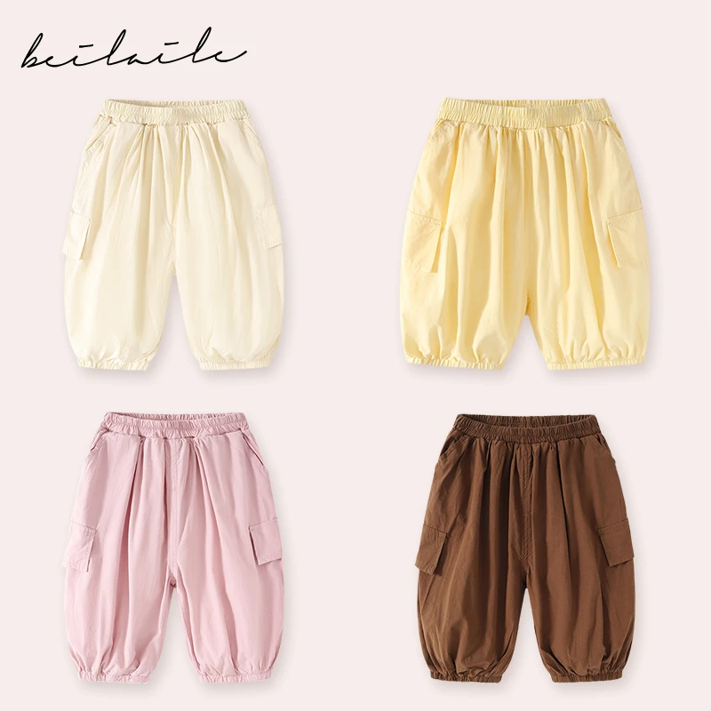 【木代棉工装长裤 小乐妈咪】女童款春装新款女宝宝裤子春秋休闲B14