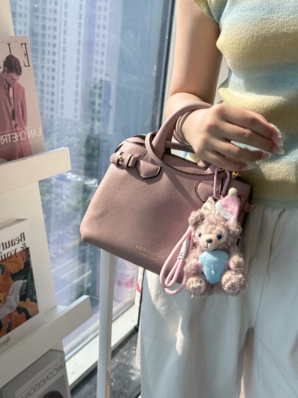 95新 BURBERRY/博柏利 藕粉色时尚百搭手提单肩斜挎包