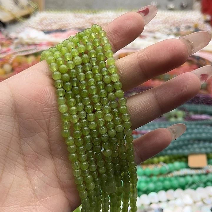 玛瑙/玉髓珠宝半成品未镶嵌一条4mm左右橄榄石