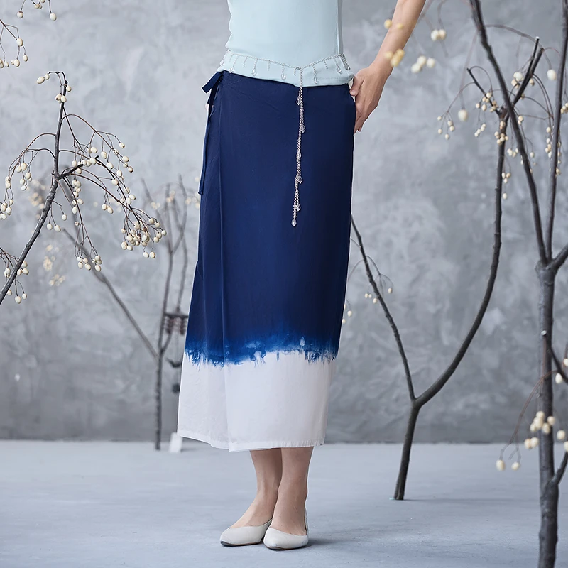 生活在左2025春丝棉混纺半身裙植物染简约百搭直筒裙子1952030B