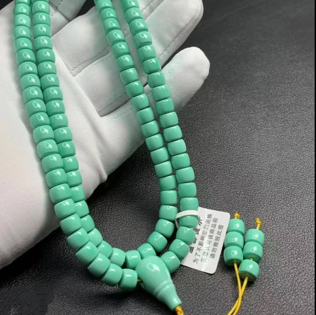 湖北原矿纯手工打磨果冻绿8mm直切108长串