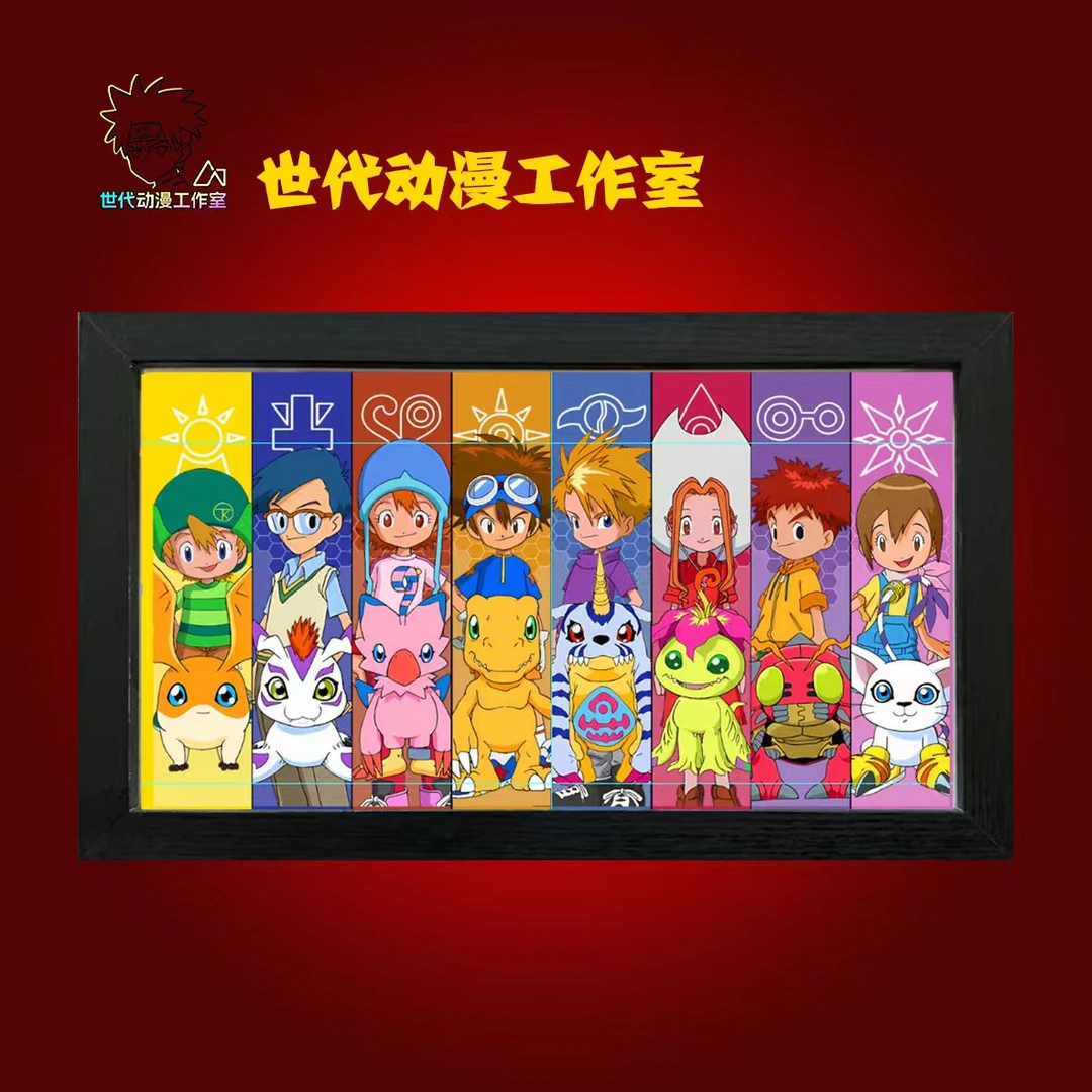 【数码宝贝】数码宝贝主角团大合集立体镂空装饰画摆件S013