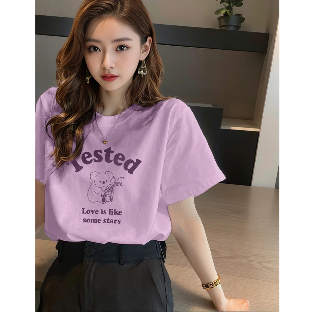 【天猫同款】短袖T恤女士2025夏季纯棉T恤女宽松百搭圆领T恤休闲上