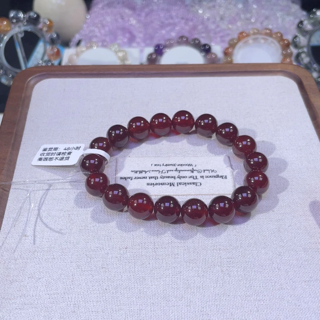 手链未镶嵌石榴石透体橙红石榴石