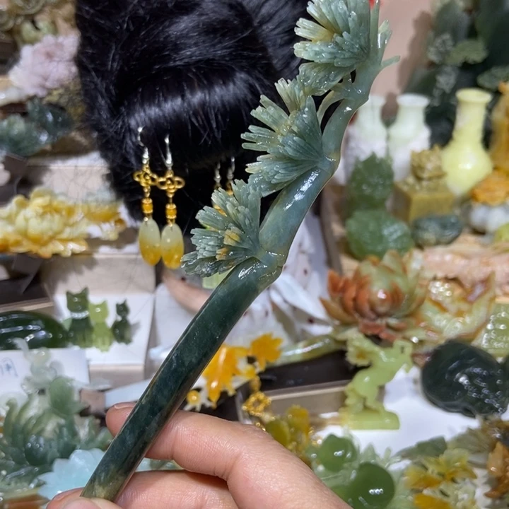 蛇纹石玉未镶嵌发饰