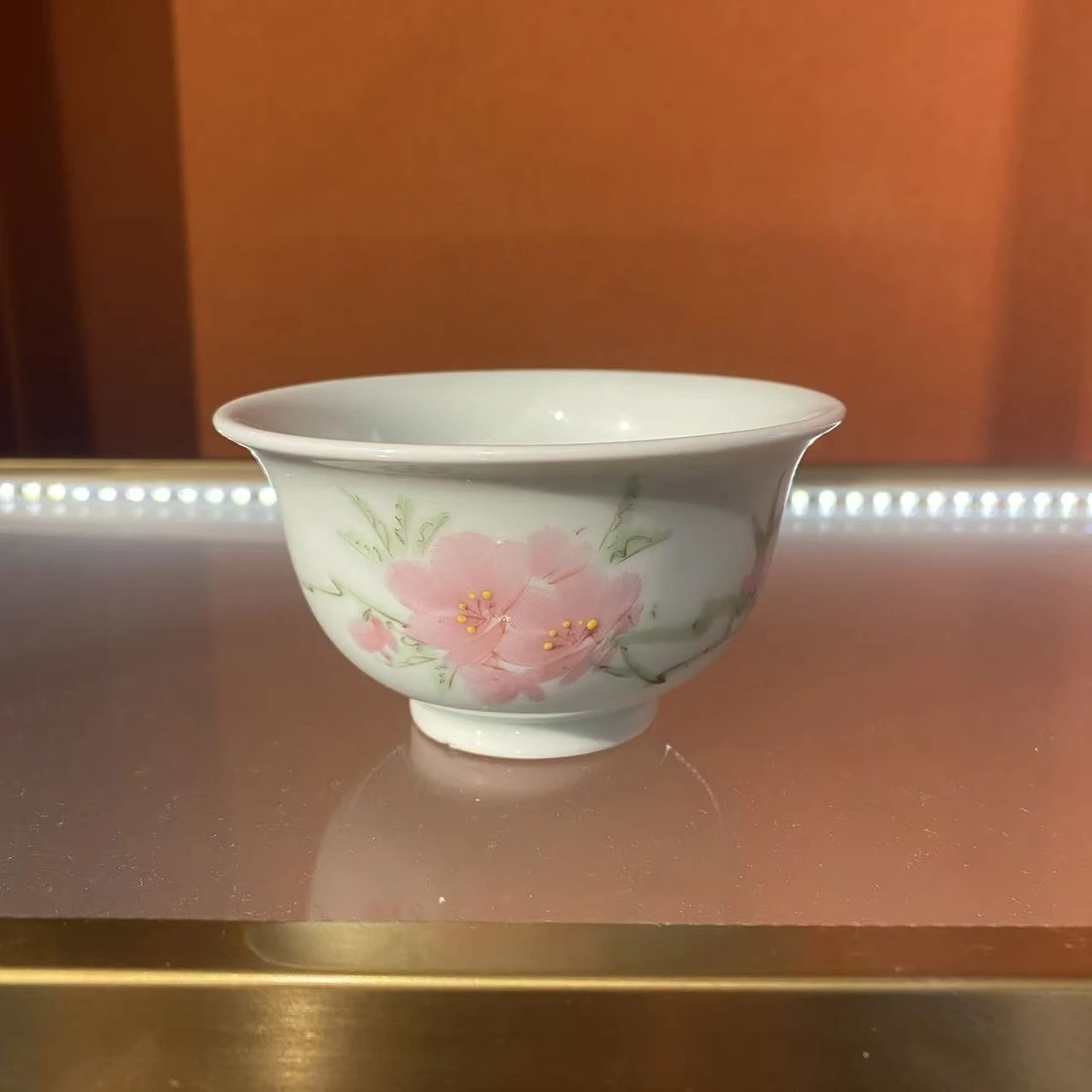 【瓷博会】水点桃花压手杯