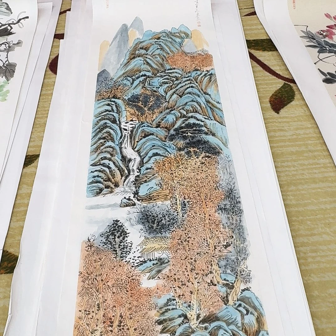 国画四尺对开手作品