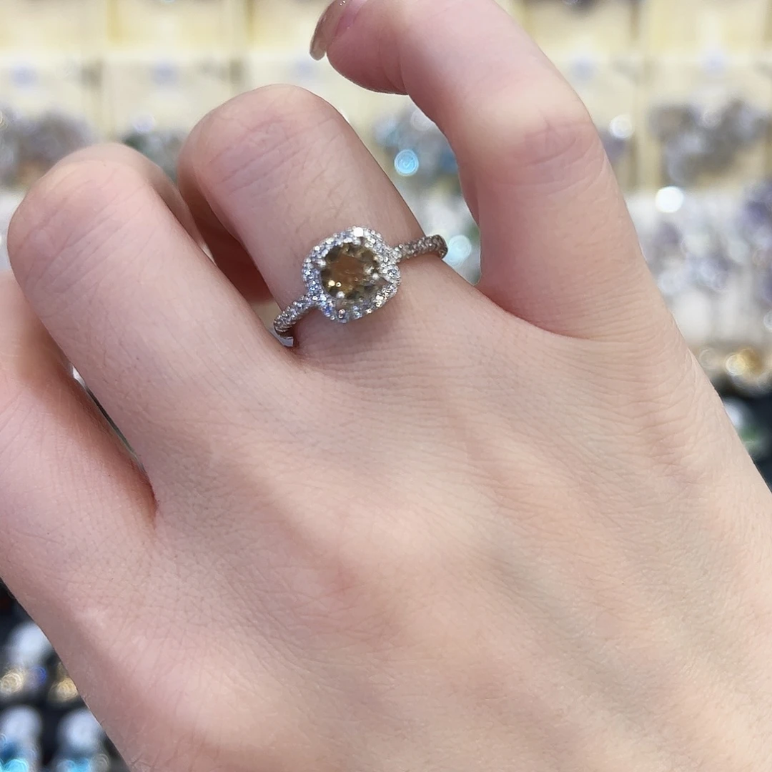 戒指银S925镶嵌黄晶