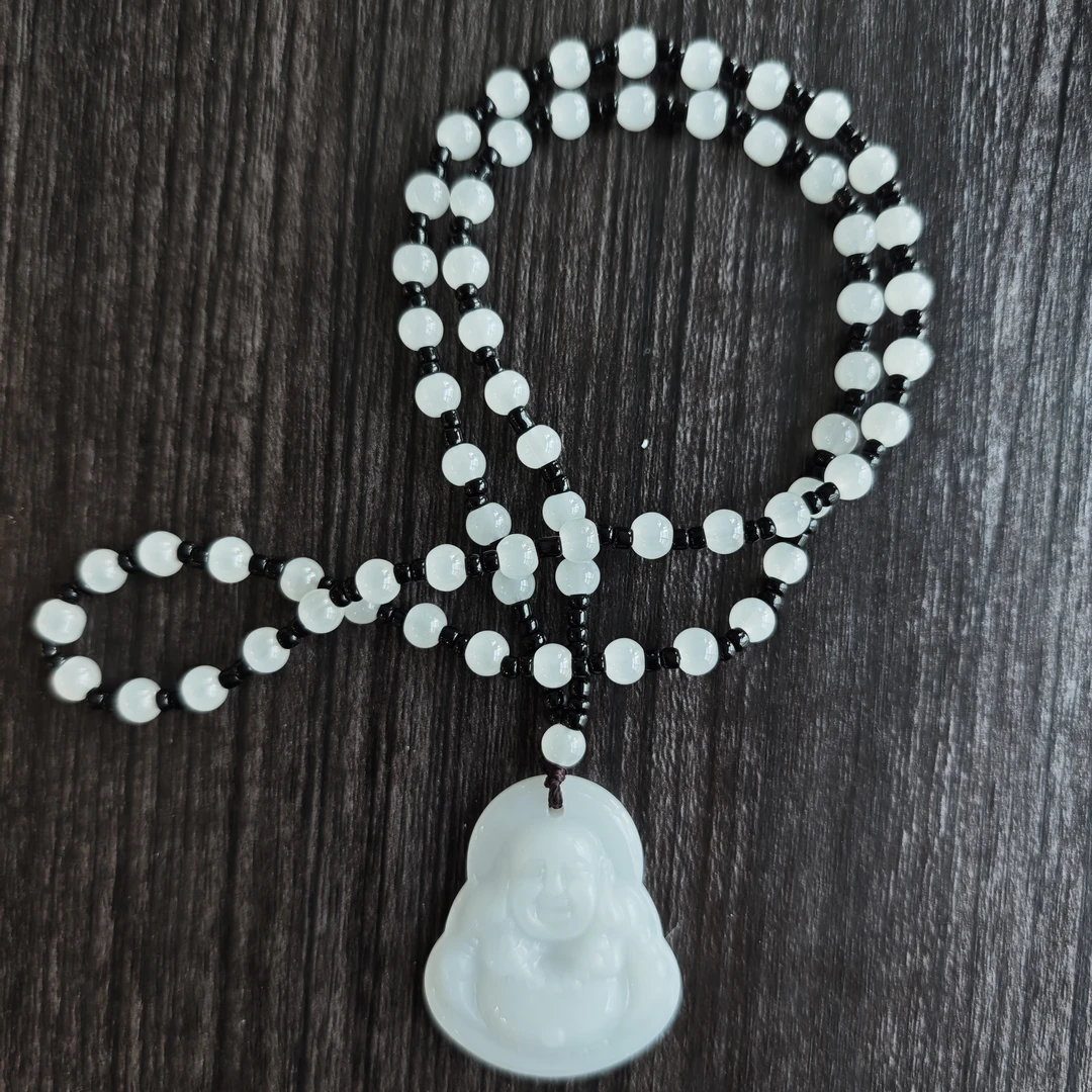 非金属棉绳项链 白色佛像项链 KX9