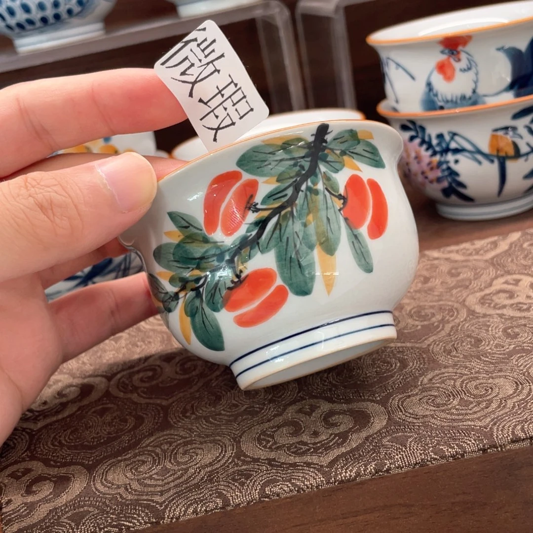 釉下手绘茶具微瑕