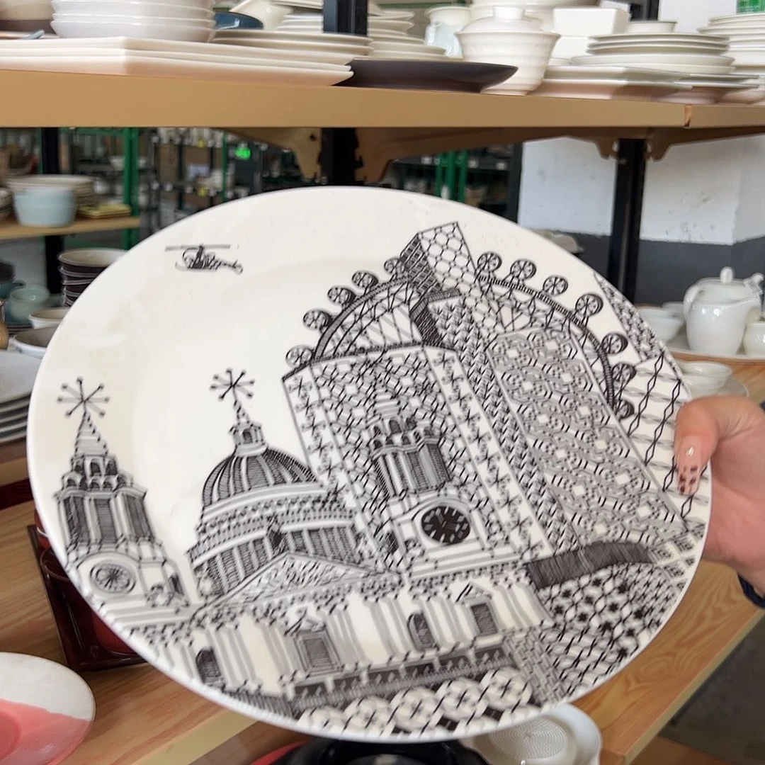 新骨瓷74微瑕12.5寸摩天轮平盘