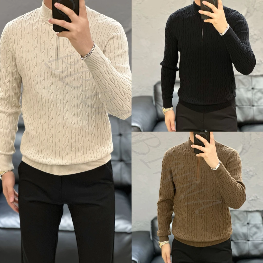 小野· 男装 | 男士时尚百搭小立领l长袖绵羊毛衫88771