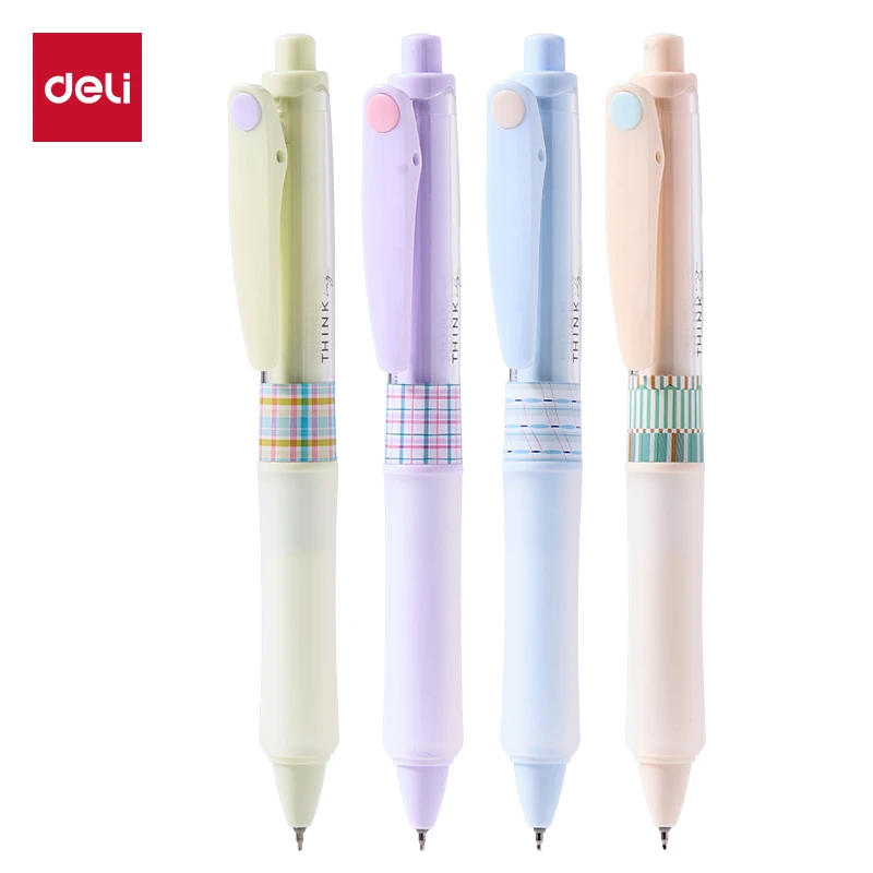 得力SA297方寸格速干按动学生中性笔0.5mmST笔头黑色小清新笔杆